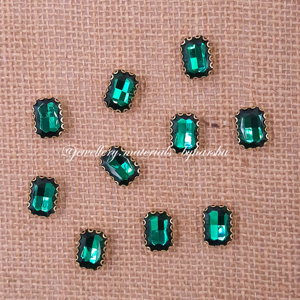 10x14MM Rectangle Clip Stone - Dark Green