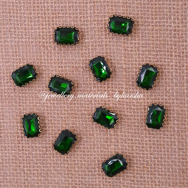 10x14MM Rectangle Clip Stone - Dark Leaf Green
