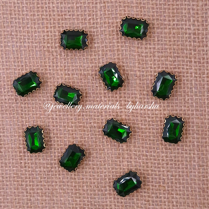 10x14MM Rectangle Clip Stone - Dark Leaf Green