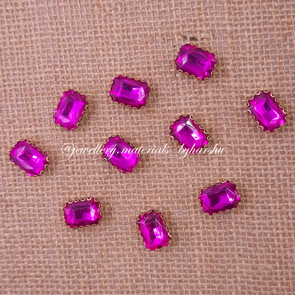 10x14MM Rectangle Clip Stone - Dark Pink