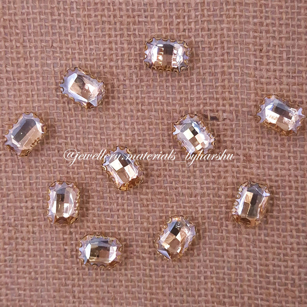 10x14MM Rectangle Clip Stone - Gold