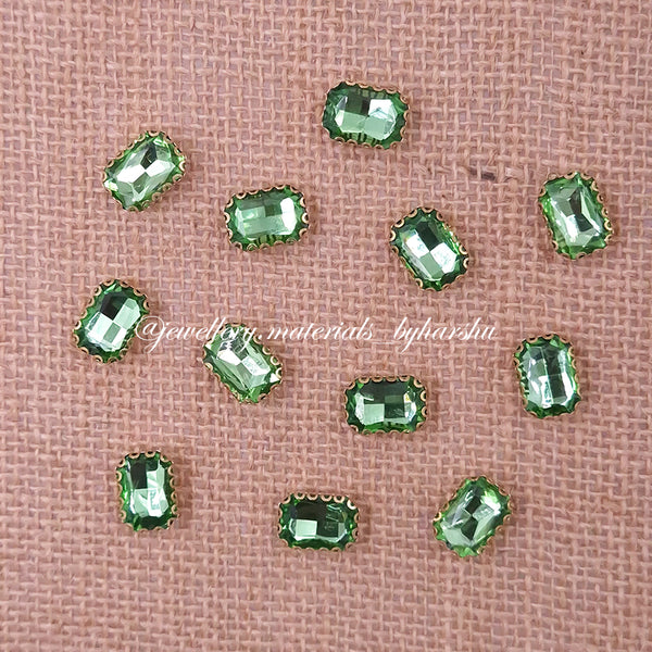 10x14MM Rectangle Clip Stone - Leaf Green