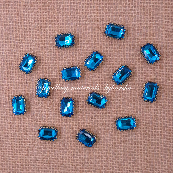 10x14MM Rectangle Clip Stone - Light Blue