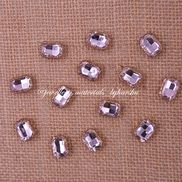 10x14MM Rectangle Clip Stone - Light Pink