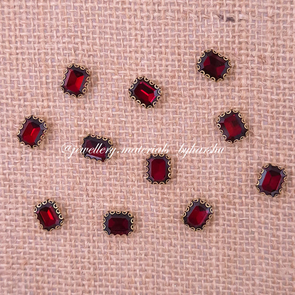 10x7MM Rectangle Clip Stone - Maroon