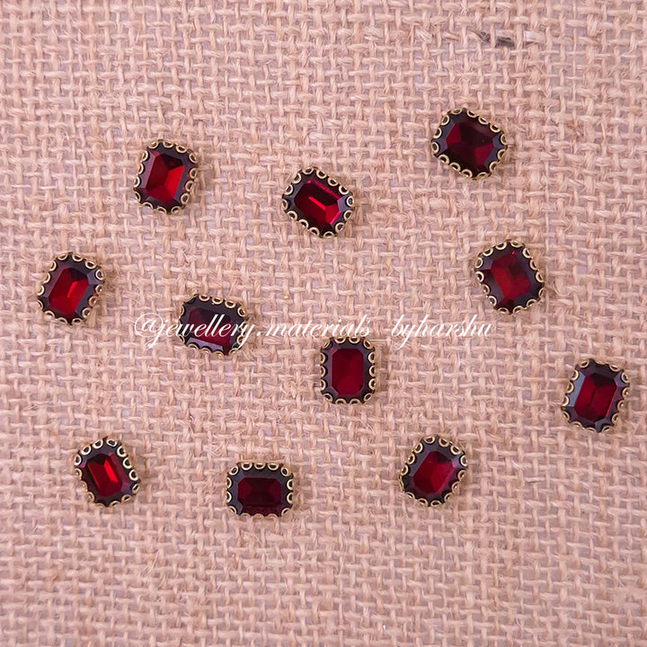 10x7MM Rectangle Clip Stone - Maroon