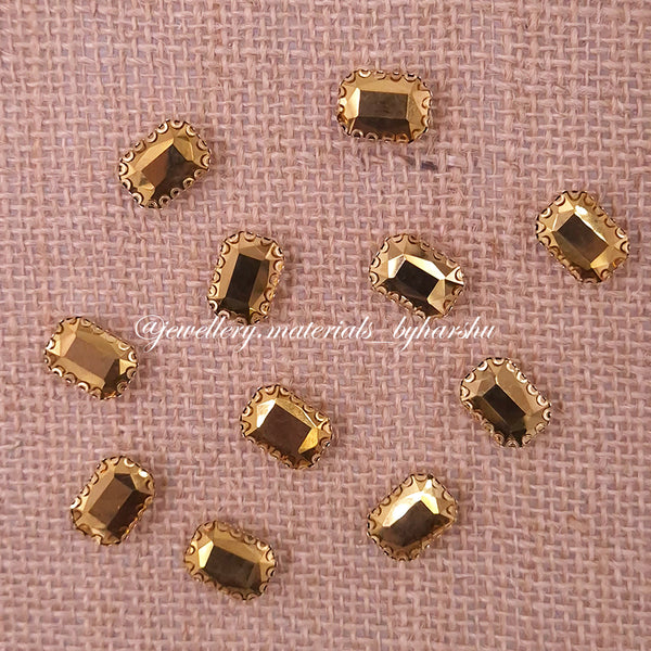 10x14MM Rectangle Clip Stone - Matt Gold