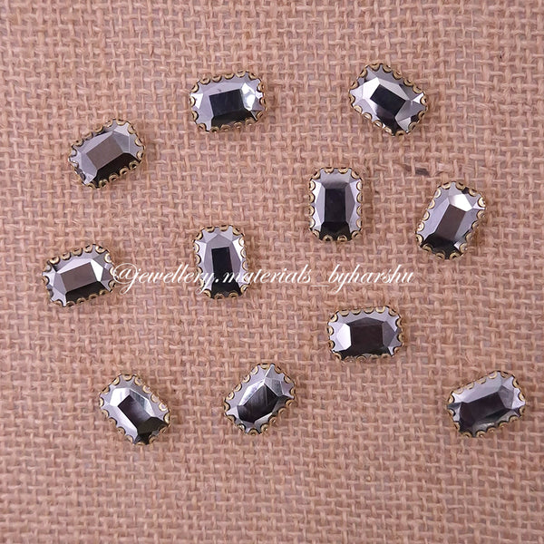 10x14MM Rectangle Clip Stone - Matt Grey