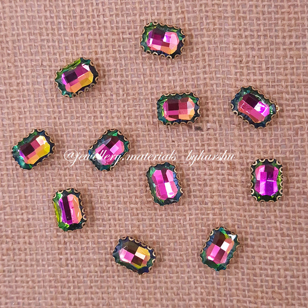 10x14MM Rectangle Clip Stone - Multicolor