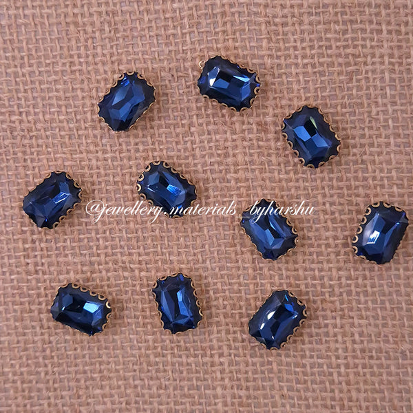 10x14MM Rectangle Clip Stone - Navy Blue