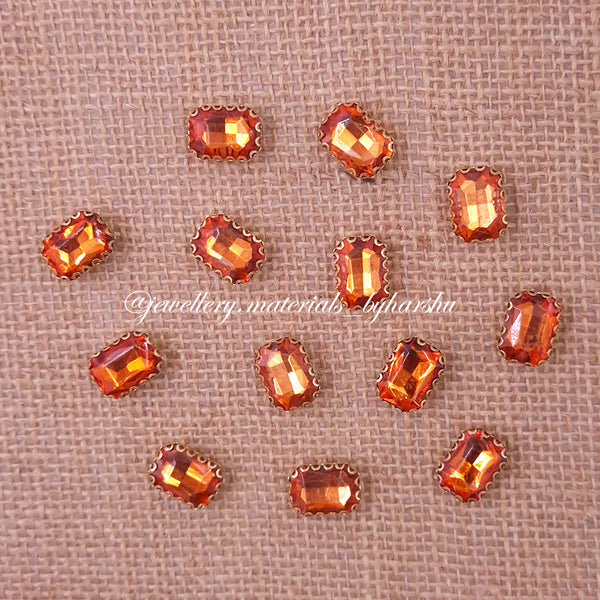 10x14MM Rectangle Clip Stone - Orange
