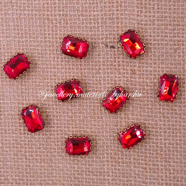 10x14MM Rectangle Clip Stone - Red