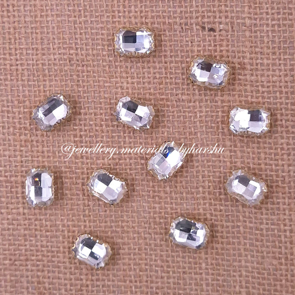 10x14MM Rectangle Clip Stone - White