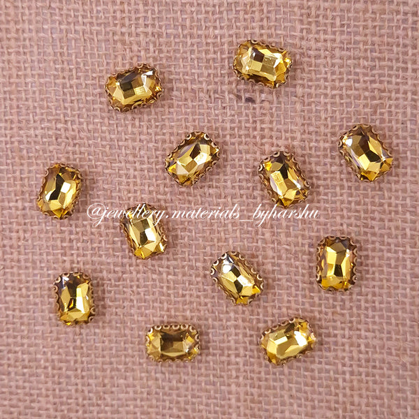 10x14MM Rectangle Clip Stone - Yellow