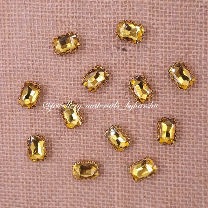 10x14MM Rectangle Clip Stone - Yellow