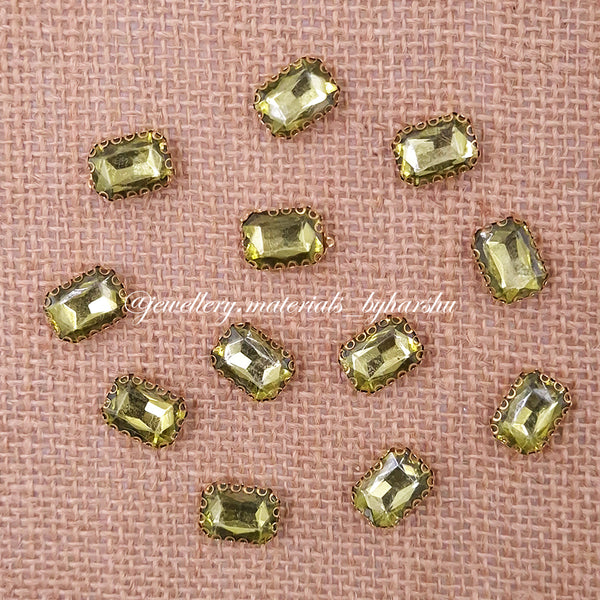 10x14MM Rectangle Clip Stone - Olive Green