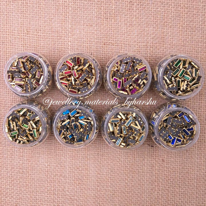 Rectangle 3x7 Gloss Color Kundan - 8 Random Colors (Color as per availability)
