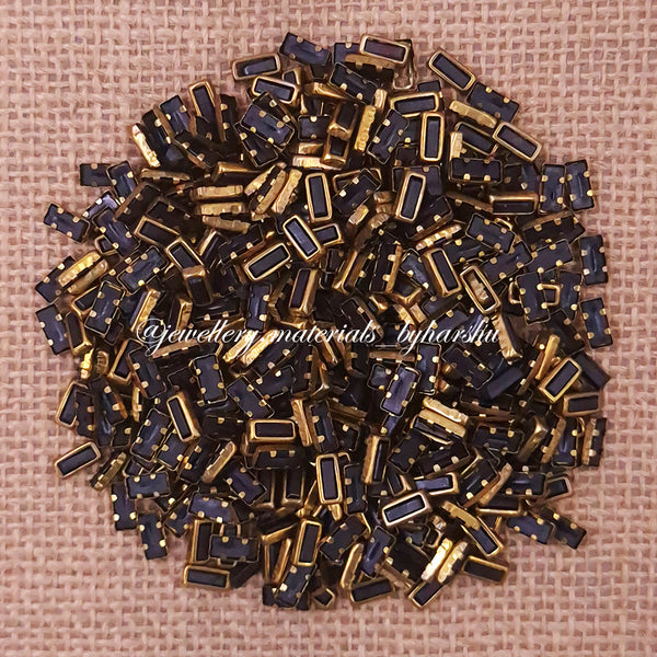 Rectangle 3x7 Matt Color Kundan - Black