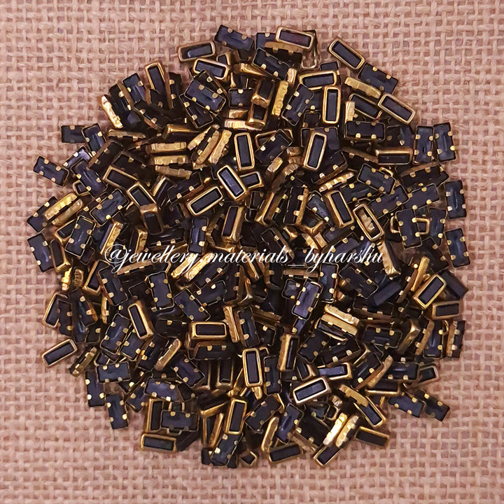 Rectangle 3x7 Matt Color Kundan - Black