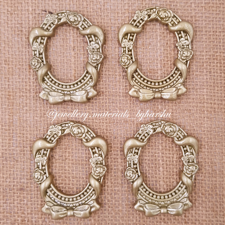 Oval Resin Frame Gold Color (4 Piece)