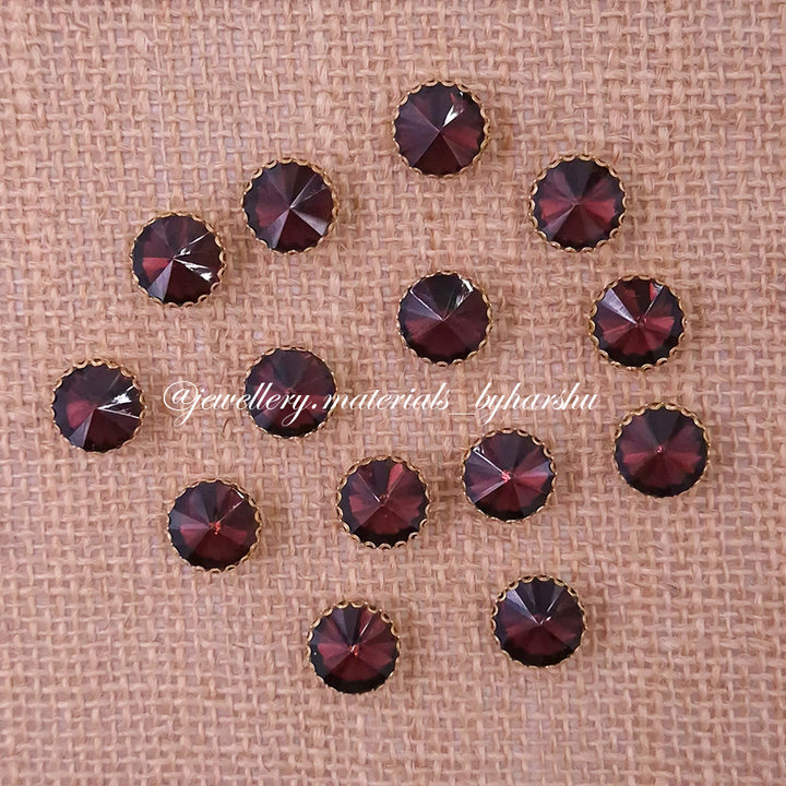 12MM Reound Clip Stone - Brown