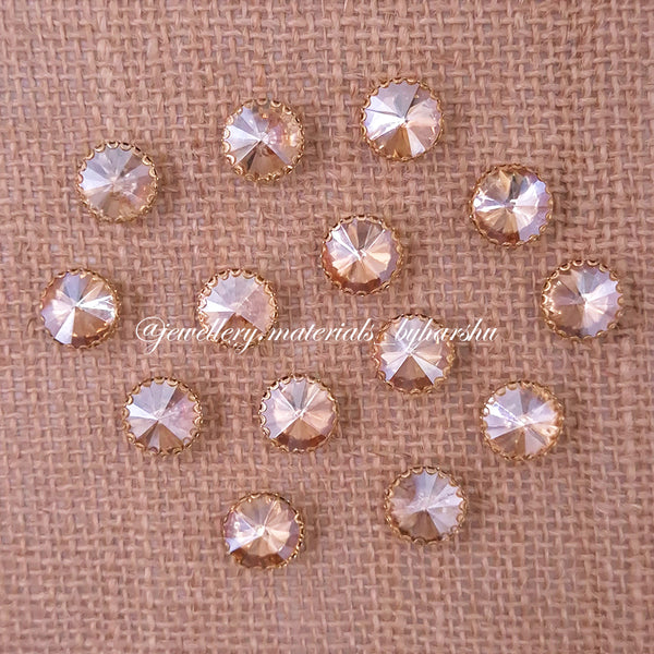 12MM Round Clip Stone - Gold