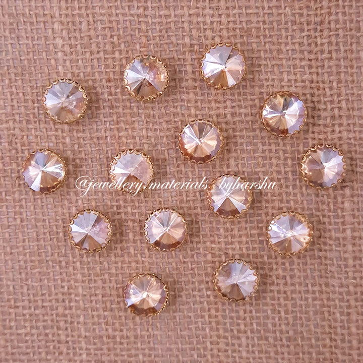 12MM Round Clip Stone - Gold
