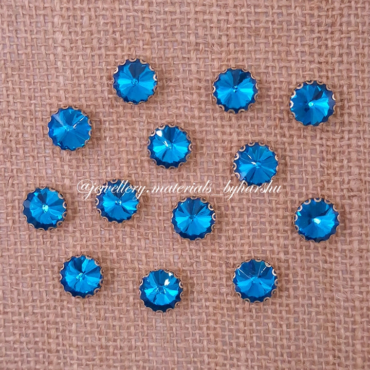 12MM Round Clip Stone - Light Blue