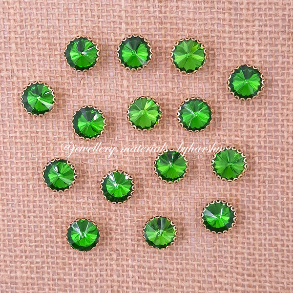 12MM Round Clip Stone - Light Green