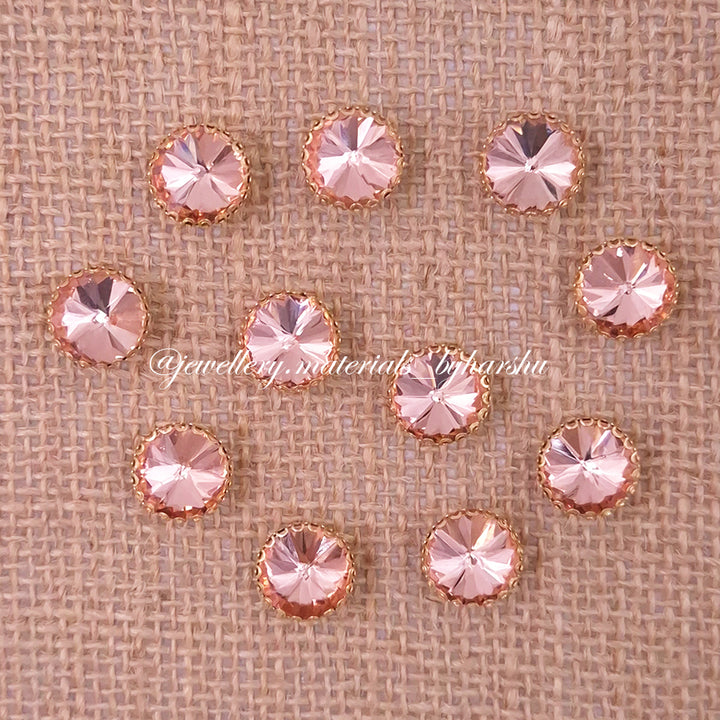 12MM Round Clip Stone - Peach
