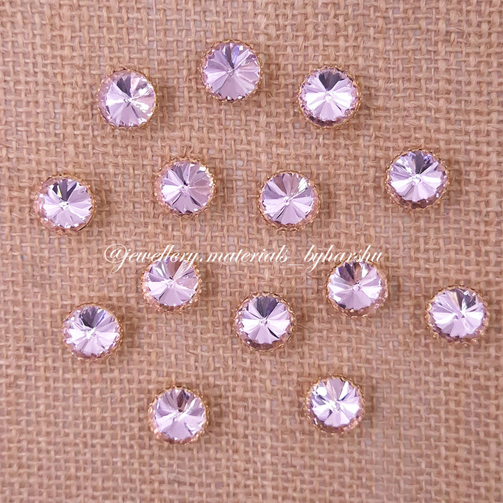 12MM Round Clip Stone - Light Pink
