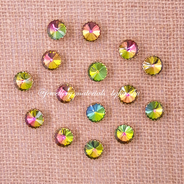 12MM Round Clip Stone - Multicolor