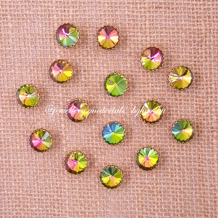 12MM Round Clip Stone - Multicolor