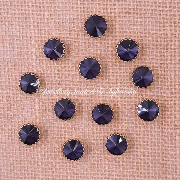 12MM Round Clip Stone - Purple