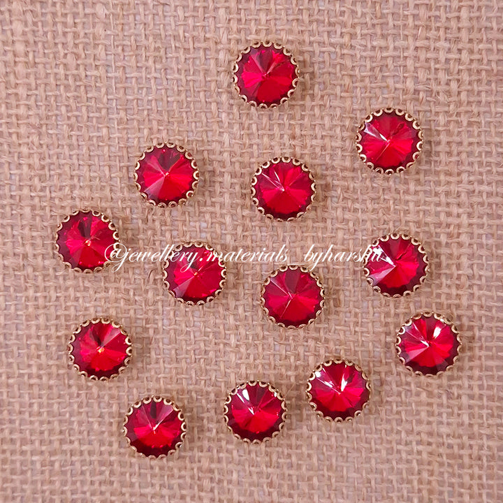 12MM Round Clip Stone - Red