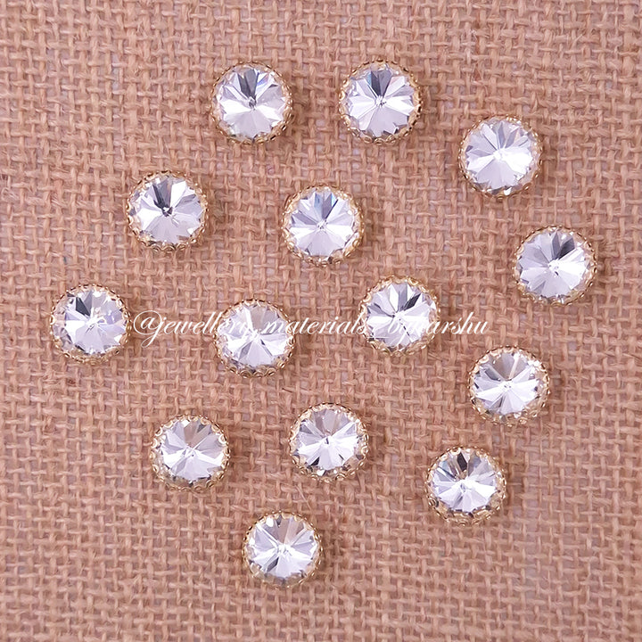 12MM Round Clip Stone - White