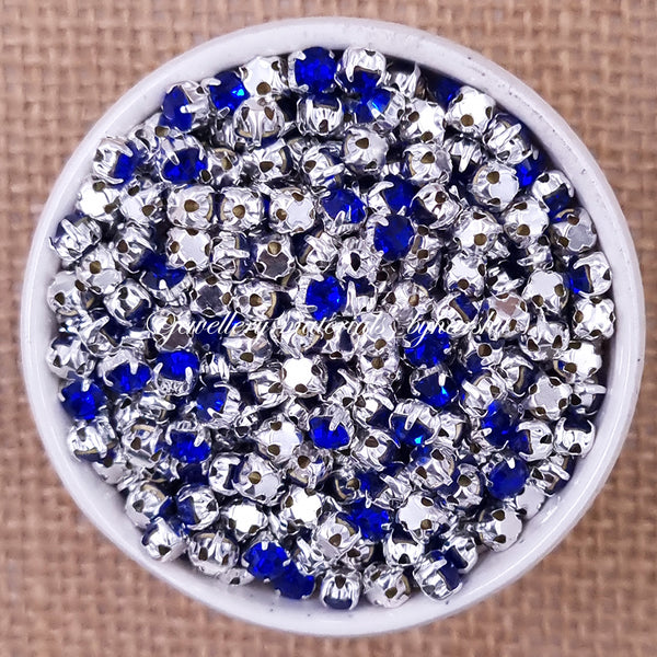 3mm Round Silver Clip Stone - Dark Blue