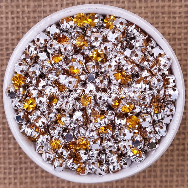 3mm Round Silver Clip Stone - Golden Yellow