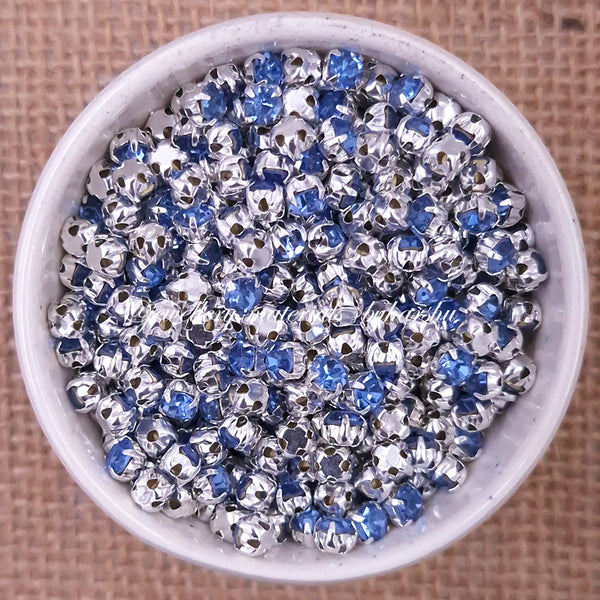 3mm Round Silver Clip Stone - Ink Blue