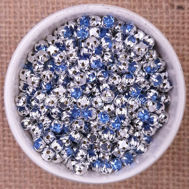 3mm Round Silver Clip Stone - Ink Blue