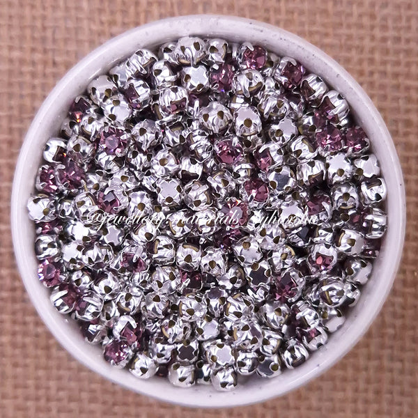3mm Round Silver Clip Stone - Lavender