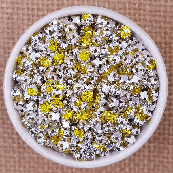 3mm Round Silver Clip Stone - Yellow