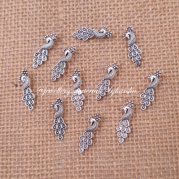 Silver Peacock Charms