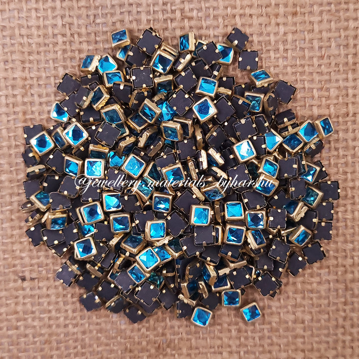 Square 4x4 Gloss Color Kundan - Sky Blue Color