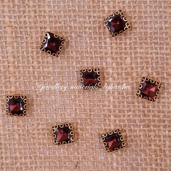 8x8MM Square Clip Stone - Brown&nbsp;