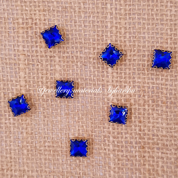 8x8MM Square Clip Stone - Dark Blue