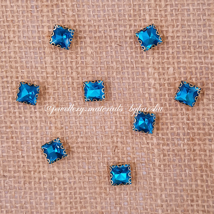 8x8MM Square Clip Stone - Light Blue 