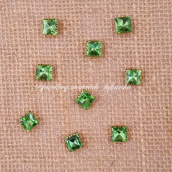 8x8MM Square Clip Stone - Light Green