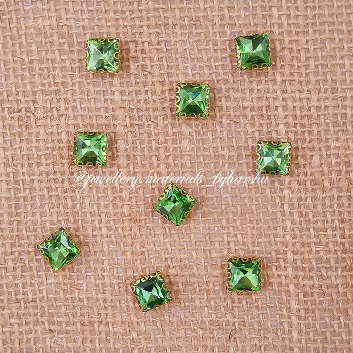 8x8MM Square Clip Stone - Light Green