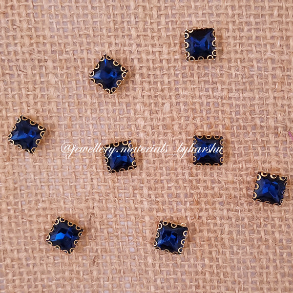 8x8MM Square Clip Stone - Navy Blue